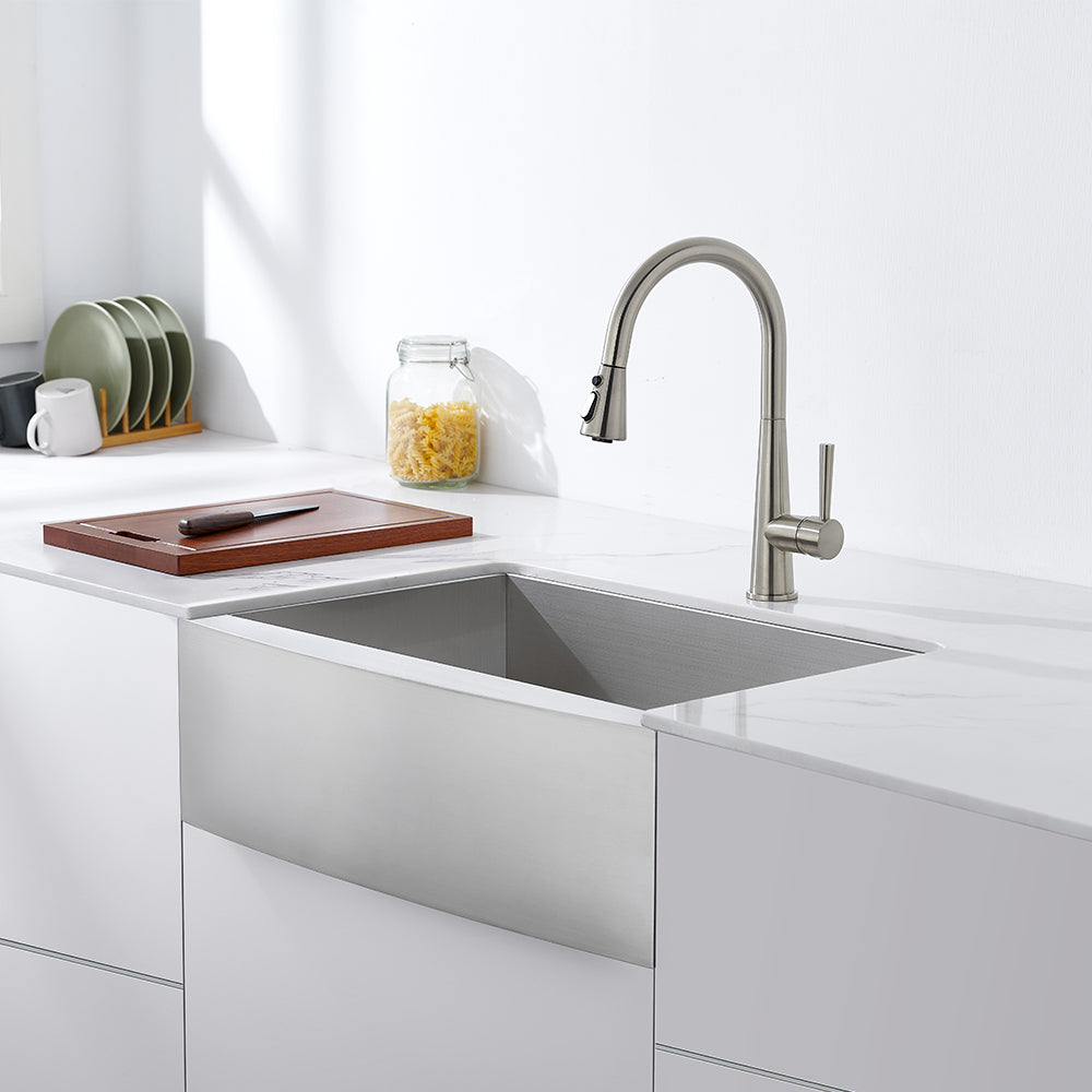 Oakland 30″ Zero Radius, Farmhouse 16 Gauge Stainless Steel Single Bowl Kitchen Sink Model# KSF302010S