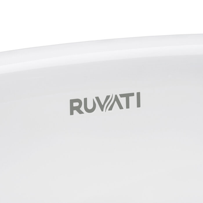Pietra Model: RVB1515WG4 Ruvati 15 x 15 inch Bathroom Vessel Sink Gold Decorative Pattern Above Vanity Counter White Porcelain Ceramic – Model# RVB1515WG4