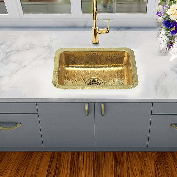 Nantucket Sinks - 20" Hand-Hammered Brass Dual Mount Bar/Prep Sink Model# REB2014