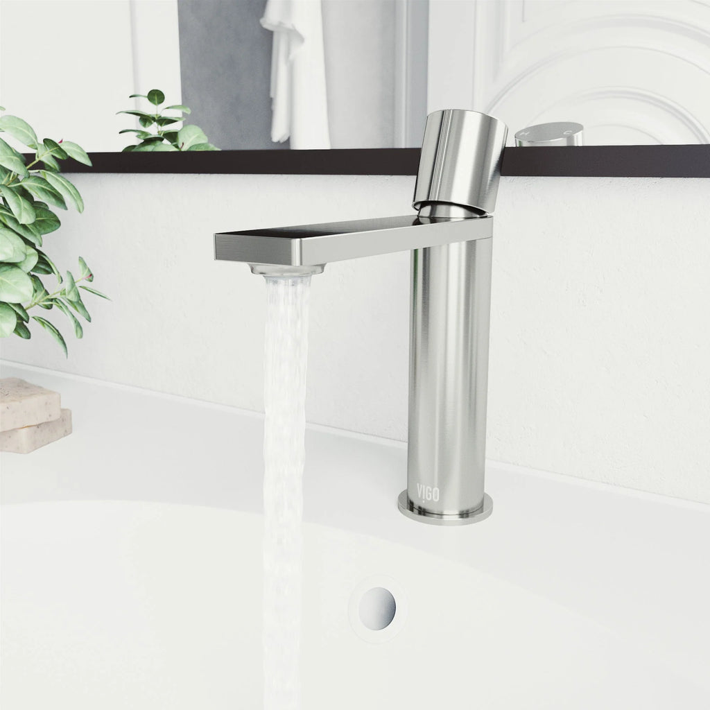 VIGO - Elan Single Hole Bathroom Faucet In Brushed Nickel Model# VG01045BN