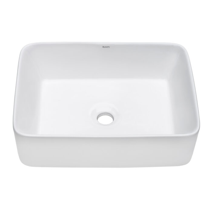 Vista Model: RVB1915 Ruvati 19 x 14 inch Bathroom Vessel Sink White Rectangular Above Vanity Counter Porcelain Ceramic – RVB1915