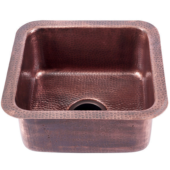 Nantucket Sinks - Hand Hammered Copper Square Dual Mount Bar/Prep Sink Model# SQRC-7PS