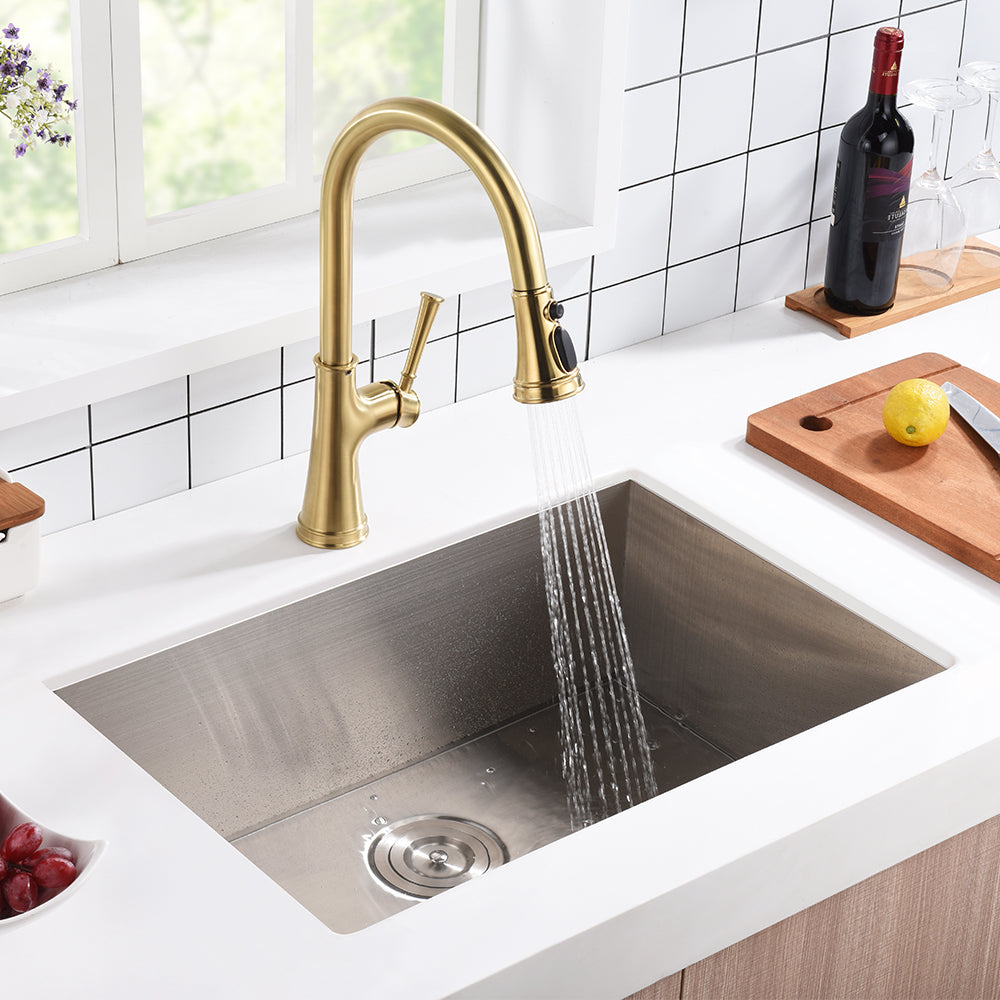 27″ Zero Radius Undermount Single Bowl Stainless Steel Kitchen Sink - Model #KSH27189S