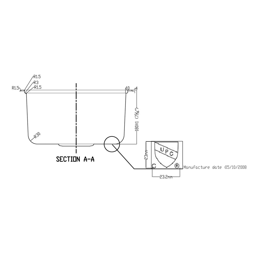 Dawn Single Bowl Stainless Steel Topmount Bar/Prep Sink With 2 Holes For Faucet Model# BST1515