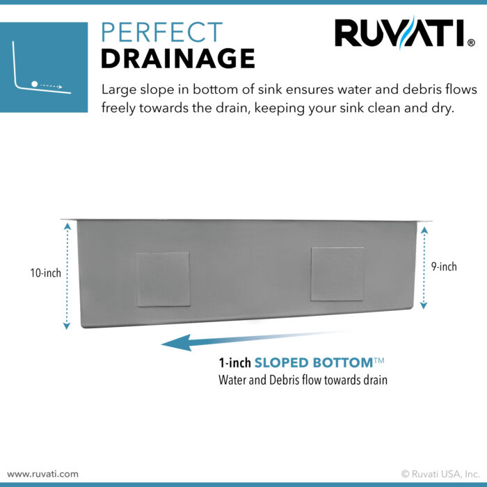 Tribeca Ruvati 36" Slope Bottom Offset Drain Reversible Kitchen Sink Undermount 16 Gauge Stainless Steel – Model # RVH7497