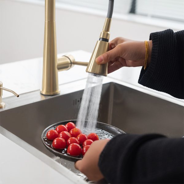 Single Handle Pull-Down 1 Hole Kitchen Faucet in Satin Gold Model# KSK1123SG