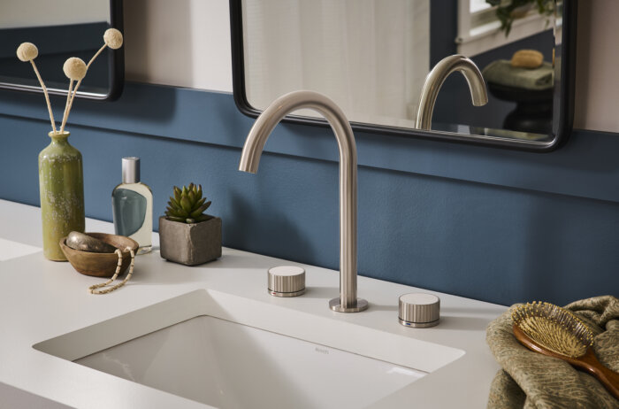 Athena Model: RVF5232BN Ruvati Athena Two Handle Stone Marble Inlay Fluted Widespread Bathroom Faucet in Brushed Nickel – RVF5232BN