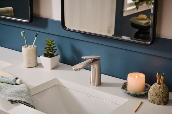 Este Model: RVF5135BN Ruvati Este Single Handle Modern Bathroom Vanity Faucet in Stainless Steel Brushed Nickel – RVF5135BN