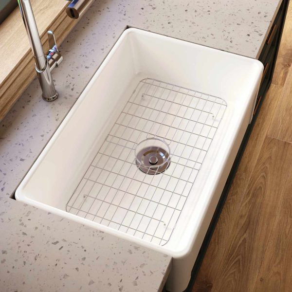 Oakland 30"X18"' Single Bowl Porcelain Apron Farm Sink in White Model # KPF3018W-CB