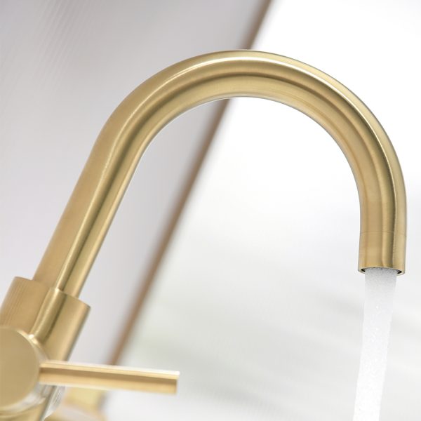 Oakland Two Handles Bathroom Sink Faucet with Pop Up Drain in Satin Gold Model#KSB1217SG