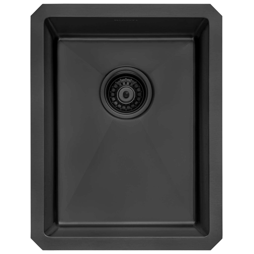 Terraza Ruvati 14" Gunmetal Black Stainless Steel Undermount Bar Prep Sink – Model# RVH7114BL