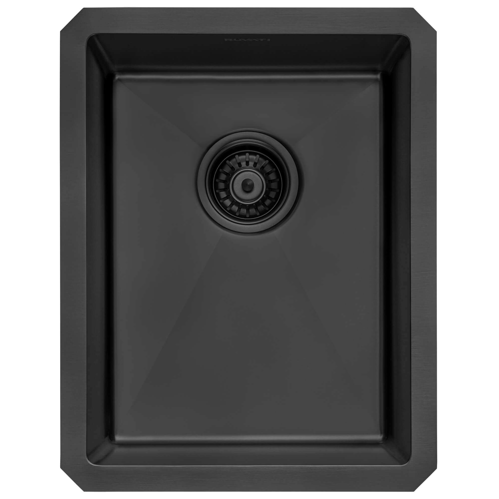 Terraza Ruvati 14" Gunmetal Black Stainless Steel Undermount Bar Prep Sink – Model# RVH7114BL