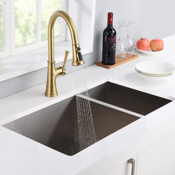 32″ Undermount Stainless Steel 70/30 or 30/70 Double Bowl Kitchen Sink - Model #KSH321910BS