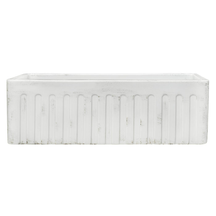 Fiamma Model: RVL2300SW Ruvati 33 x 20 inch Fireclay Reversible Farmhouse Apron-Front Kitchen Sink Specialty Finish – Distressed White – RVL2300SW