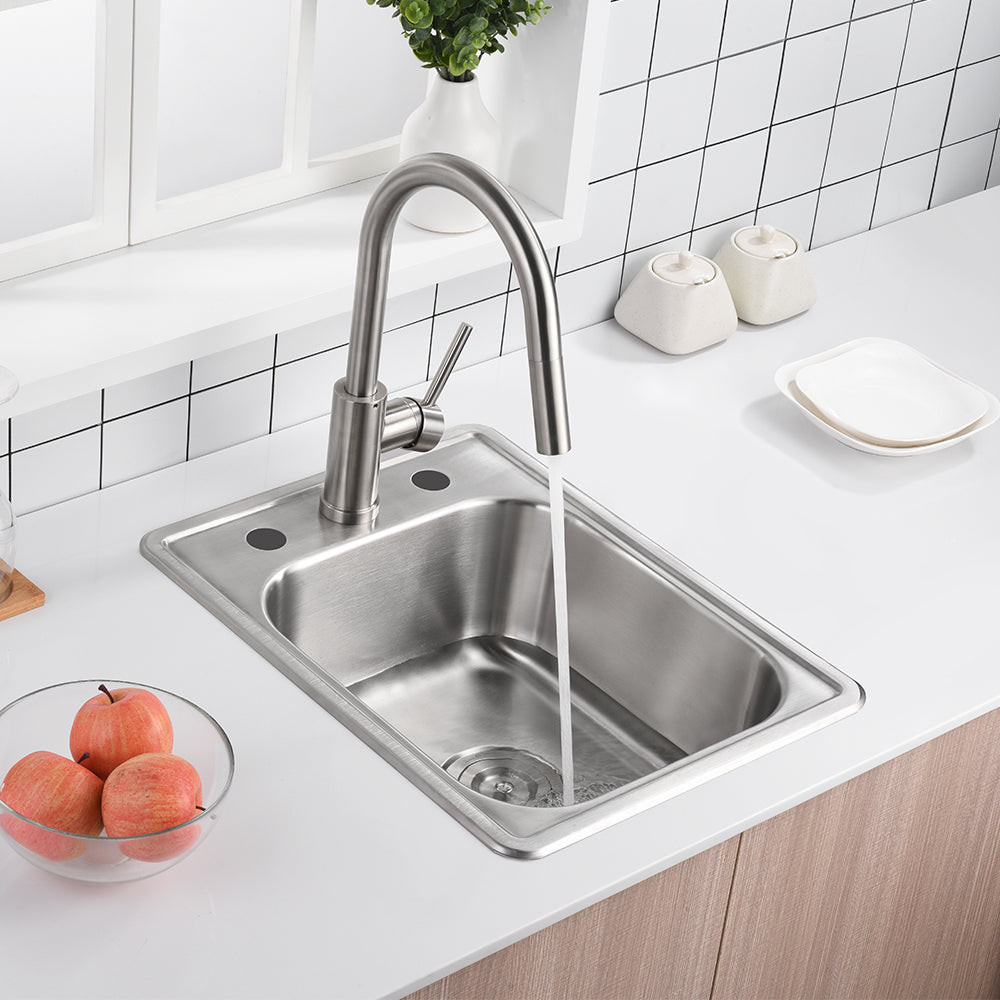 Oakland 17"x22" Drop-In Top Mount Stainless Steel Single Bowl Bar/Prep Sink with 3 Holes Model# KST17228-3