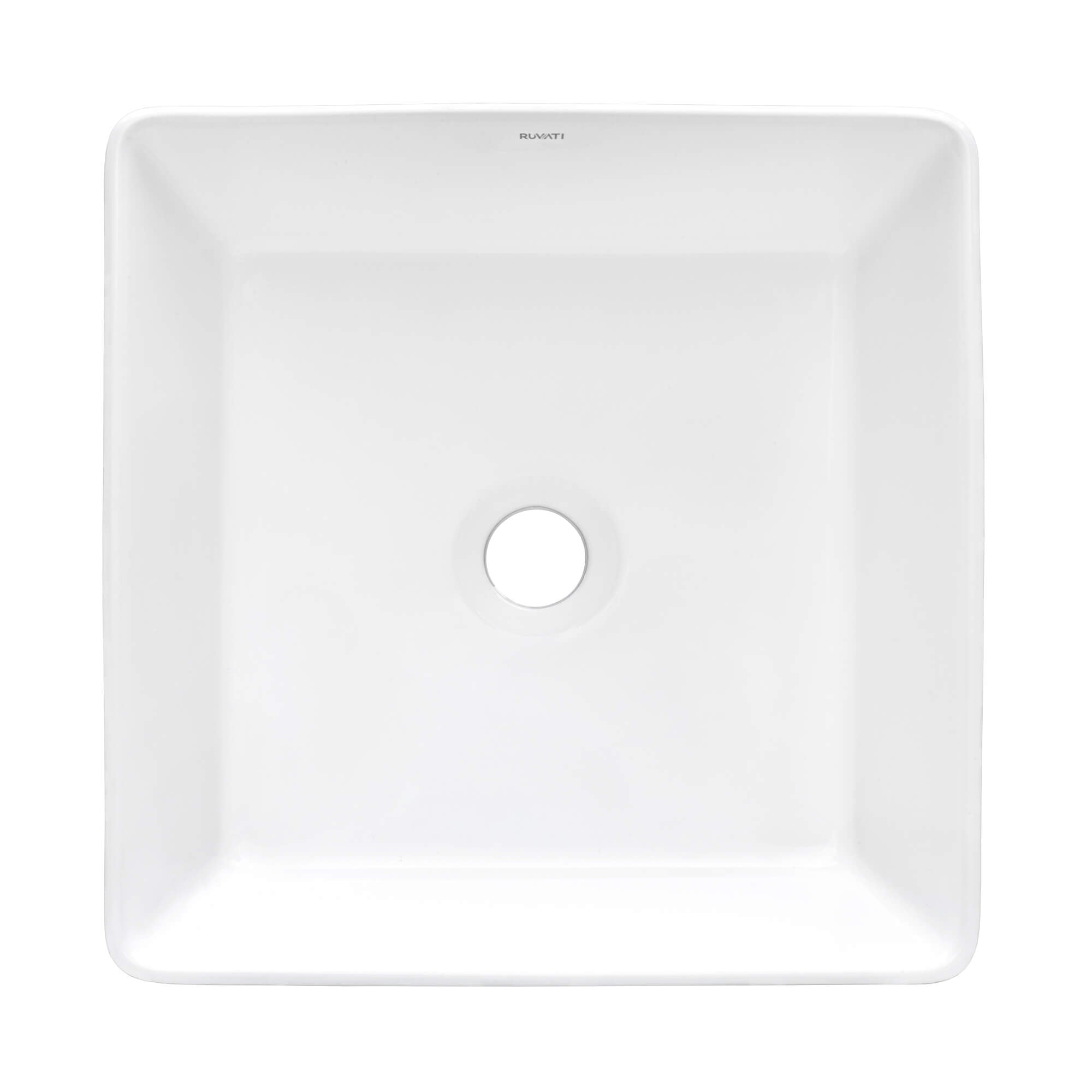 Vista Model: RVB1616 Ruvati 15 x 15 inch Bathroom Vessel Sink White Square Above Counter Porcelain Ceramic – RVB1616