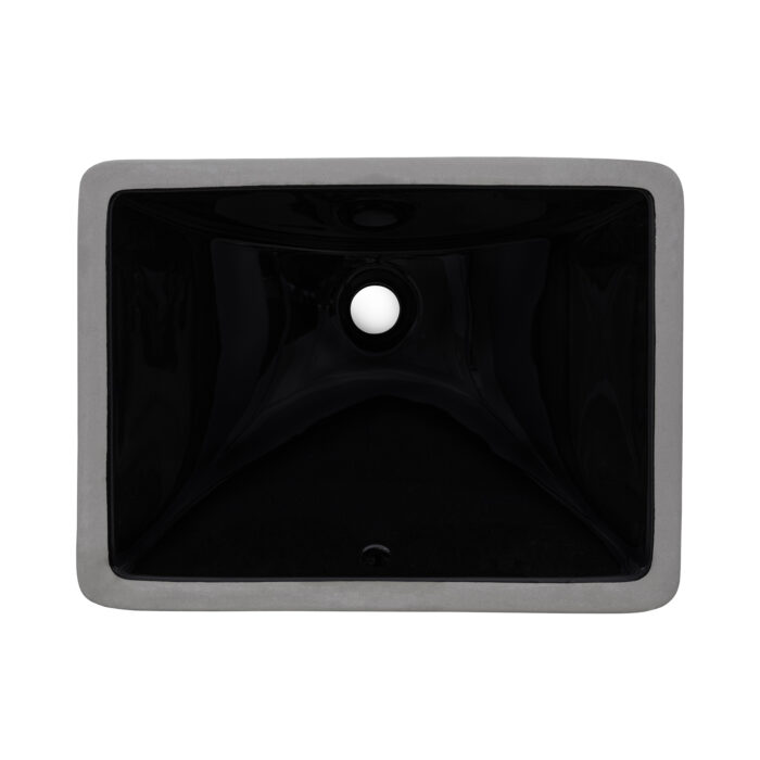 Krona Model: RVB0720BK Ruvati 18 x 12-3/4 inch Undermount Bathroom Sink Black Rectangular Porcelain Ceramic with Overflow – RVB0720BK