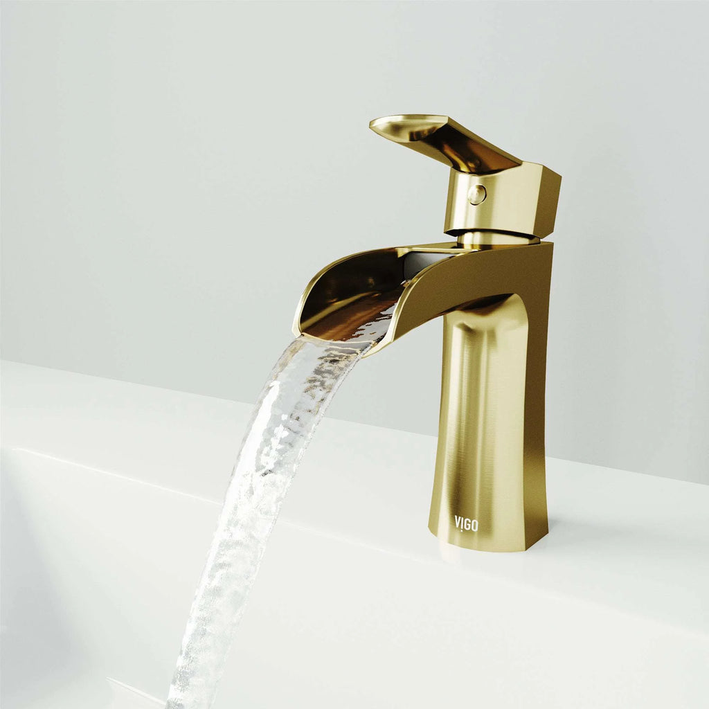 VIGO - Paloma Single Hole Single Handle Open Front Bathroom Faucet In Matte Brushed Gold Model# VG01041MG