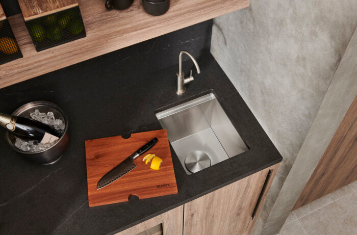 Roma Ruvati 13 inch Workstation Bar Prep Sink with Cover Undermount 16 Gauge Stainless Steel Single Bowl – Model # RVH8316