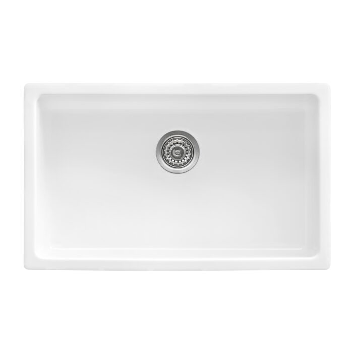 Fiamma Model: RVL3030WH Ruvati 30-inch Fireclay Undermount / Drop-in Topmount Kitchen Sink Single Bowl – White – RVL3030WH