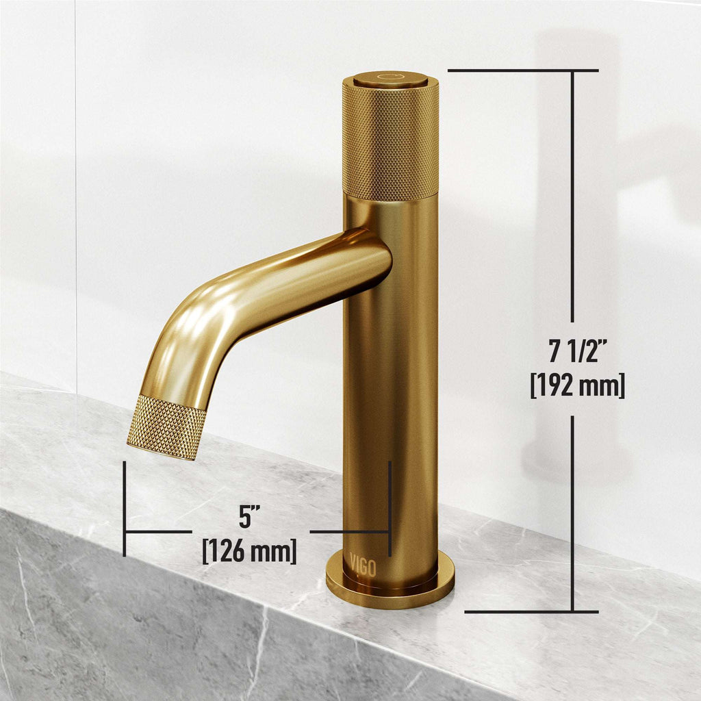 VIGO - Apollo Single Hole Bathroom Faucet In Matte Brushed Gold Model# VG01048MG
