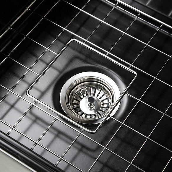 Nantucket Sinks - 30" Fireclay Reversible Workstation Farmhouse Fireclay Sink with Offset Drain and Accessories Model# T-PS30MB