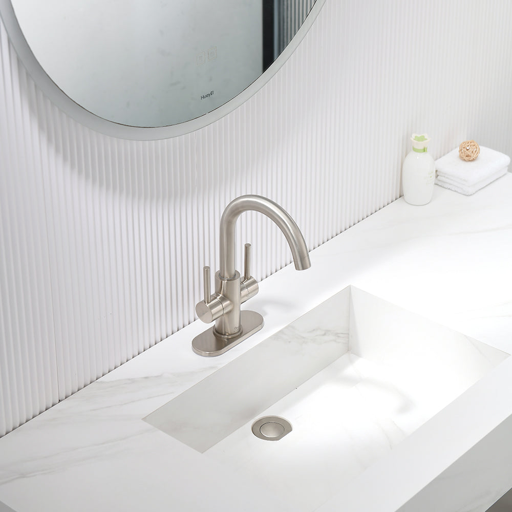 Oakland Two Handles Bathroom Sink Faucet with Pop Up Drain in Brushed Nickel Model#KSB1217BN