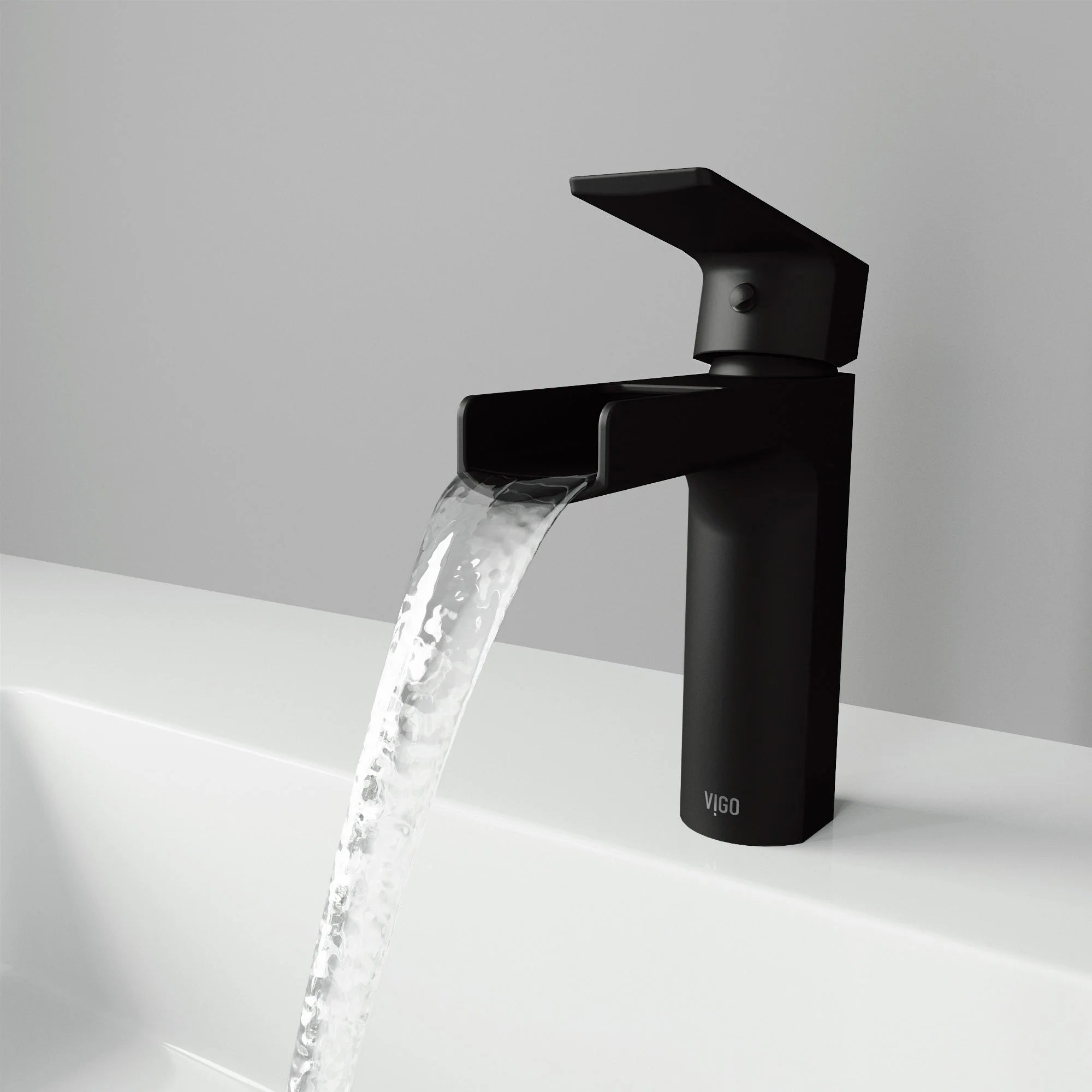 VIGO - Amada Single Hole Open Spout Bathroom Faucet In Matte Black Finish Model# VG01042MB