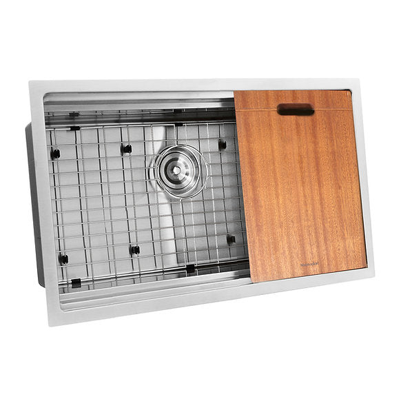 Nantucket Sinks - 28" Pro Series Prep-Station Single Bowl Undermount Stainless Steel Kitchen Sink Model# SR-PS2-2818-16