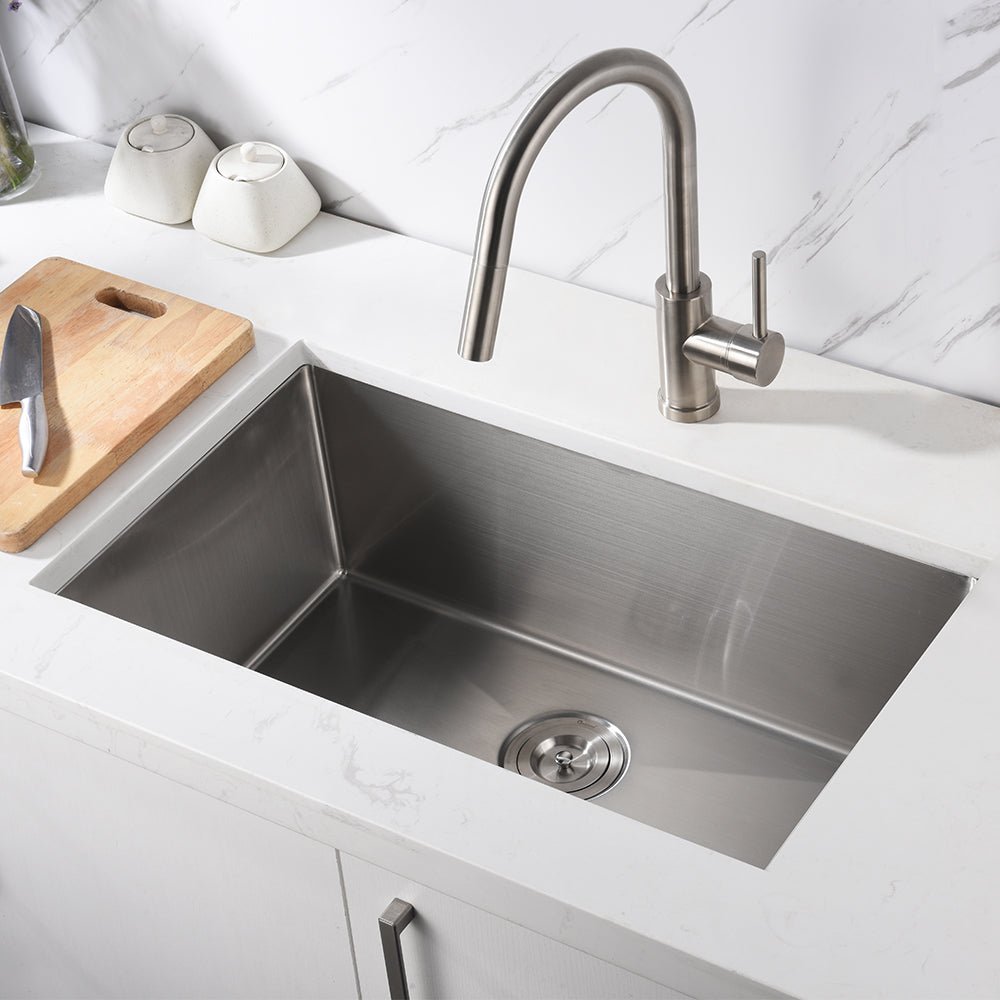 30″ Fabricated Undermount Single Bowl Stainless Steel Kitchen Sink-Model # KSH30189L