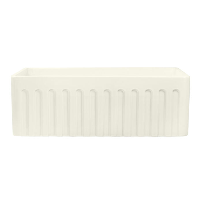 Fiamma Ruvati 33" x 20" Fireclay Reversible Farmhouse Apron-Front Kitchen Sink Single Bowl – Biscuit – Model# RVL2300BS