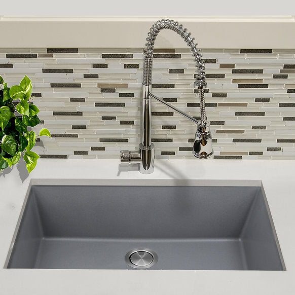 Nantucket Sinks -33" Undermount Granite Composite Sink In Titanium Color Model# PR3320-TI-UM