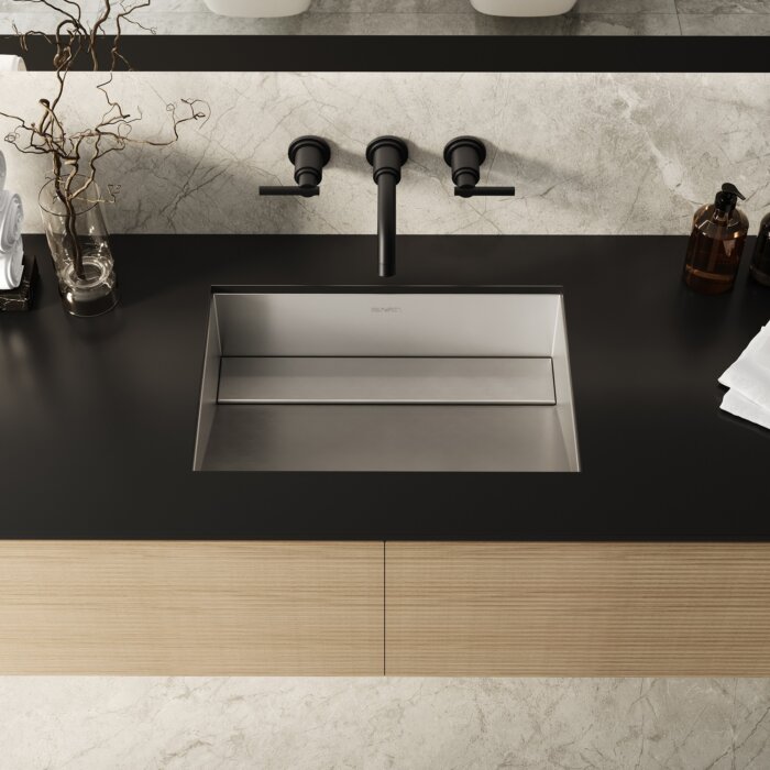 Ariaso Ruvati 20" x 14" Brushed Stainless Steel Undermount Ramp Bathroom Sink Stainless Steel – Model# RVH6140ST