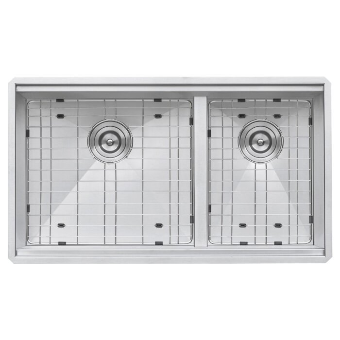 Roma Ruvati 36-inch Workstation 60/40 Double Bowl Undermount 16 Gauge Stainless Steel Kitchen Sink – Model # RVH8359