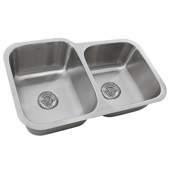 Nantucket Sinks 32" 60/40 Double Bowl Undermount Stainless Steel Kitchen Sink, 18 Gauge Model# NS6040-18