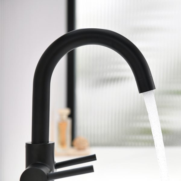 Oakland Two Handles Bathroom Sink Faucet with Pop Up Drain in Matte Black Model#KSB1217MB