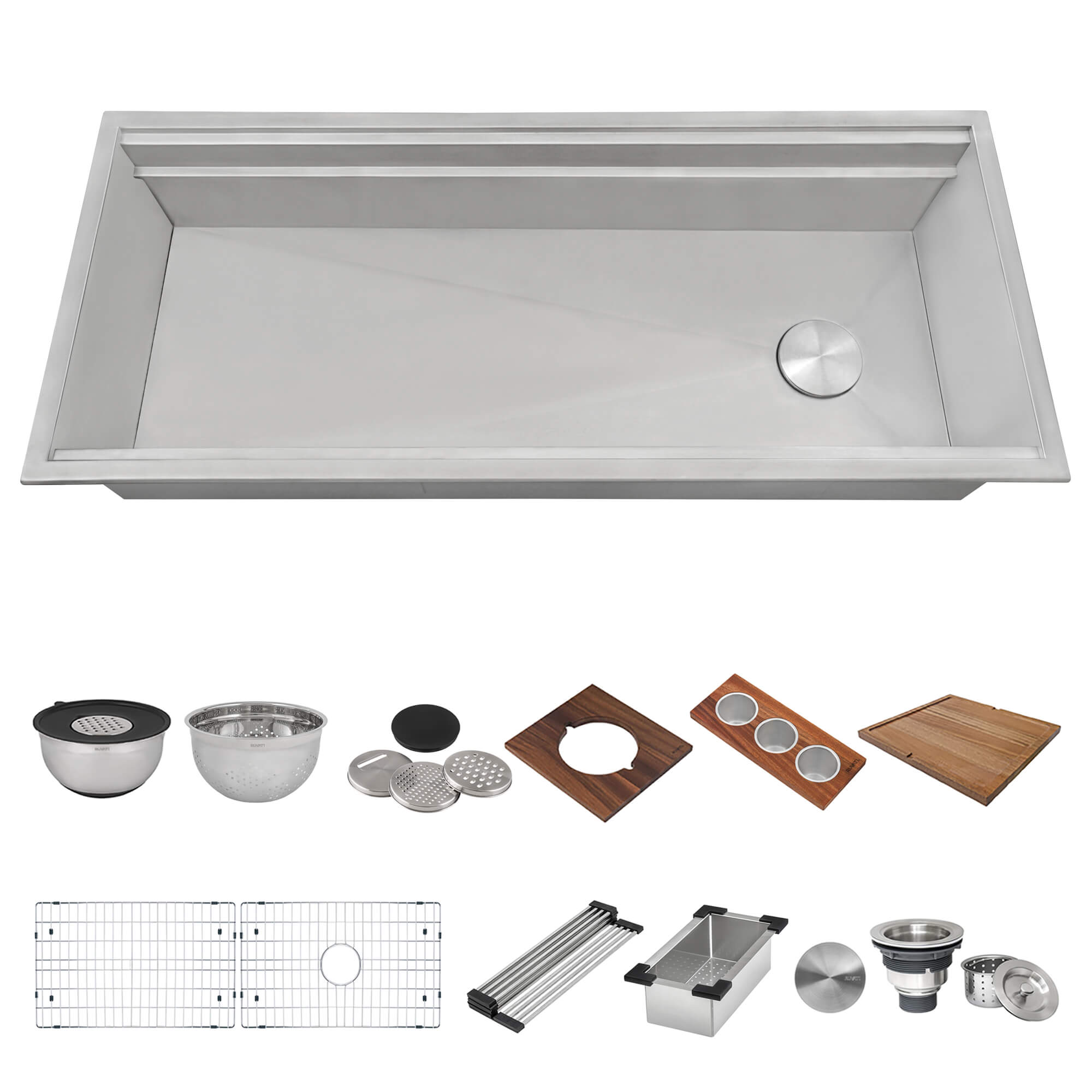 Dual Tier Model: RVH8433 Ruvati 45-inch Workstation Two-Tiered Ledge Kitchen Sink Drop-in Topmount 16 Gauge Stainless Steel – RVH8433