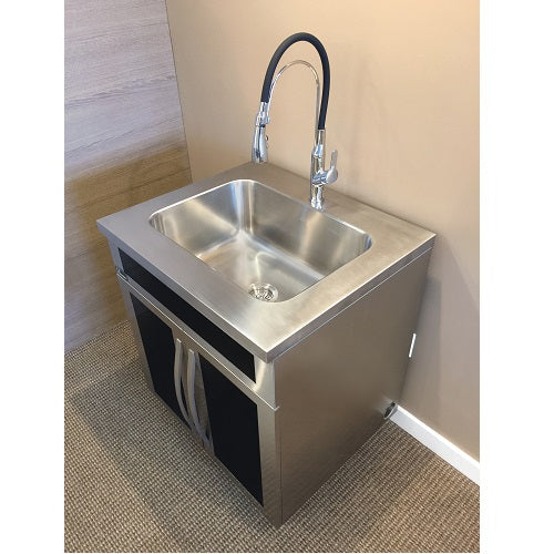 Dawn Single-Lever Pull-Out Spray Kitchen Faucet with Black Rubber Hose In Chrome Model# AB50 3729C