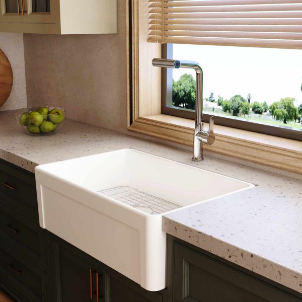 Oakland 30"X20"' Single Bowl Porcelain Apron Farm Sink in White Model # KPF3020W-CB