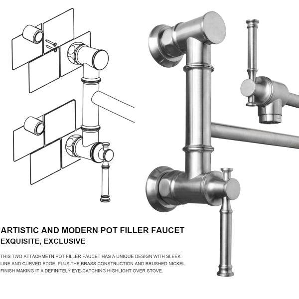Oakland Two Handle Pot Filler Faucet in Brushed Nickel – Model# KSPF312BN