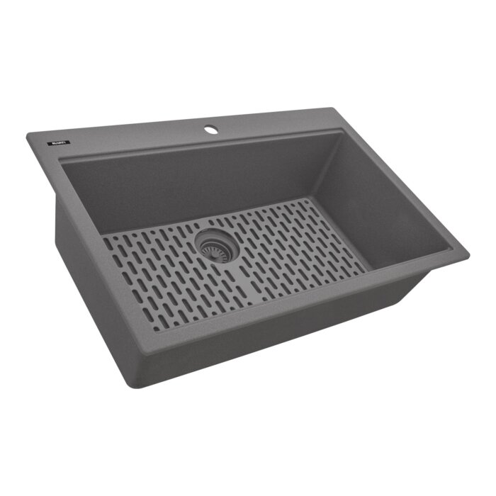 epiStage Model: RVG1306UG Ruvati 33-inch Granite Composite Quartz Workstation Drop-in Topmount Kitchen Sink Urban Gray – RVG1306UG
