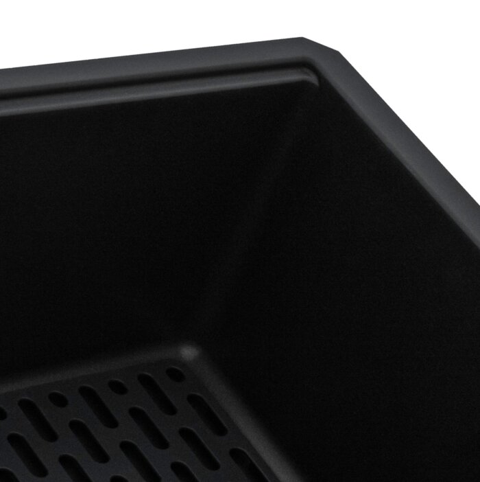 epiGranite Model: RVG2080BK Ruvati 32 x 19 inch Granite Composite Quartz Undermount Single Bowl Kitchen Sink – Midnight Black – RVG2080BK