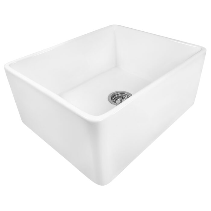 Fiamma Model: RVL2468WH Ruvati 23-inch Fireclay Farmhouse Kitchen Laundry Utility Sink Single Bowl – White – RVL2468WH
