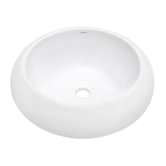 Vista Model: RVB0318 Ruvati 18 inch Round Bathroom Vessel Sink White Above Vanity Counter Circular Porcelain Ceramic – Model# RVB0318