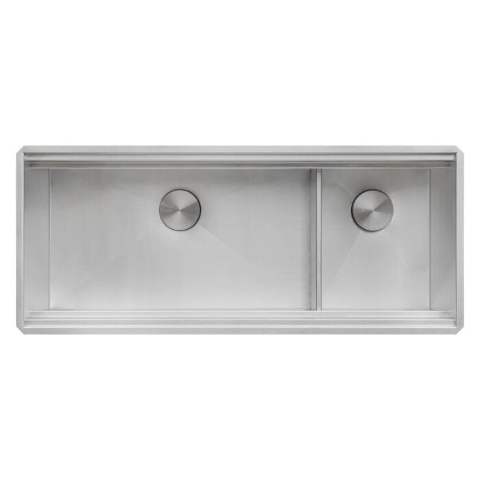 Dual Tier Model: RVH8253 Ruvati 45-inch Double Bowl Workstation Two-Tiered Ledge Kitchen Sink Undermount 16 Gauge Stainless Steel – RVH8253