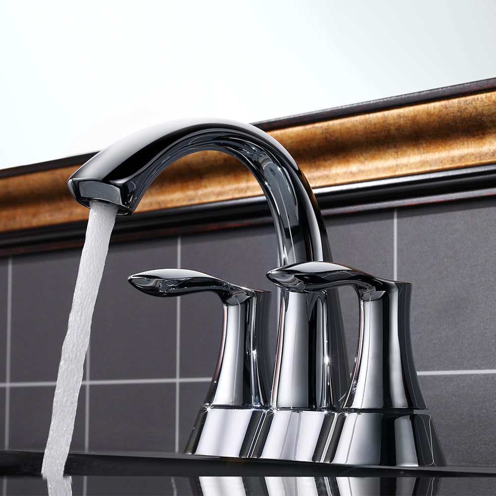 4″ Center Set Two Handles Bathroom Sink Faucet with Pop Up Drain in Chrome Model# KSB4231C