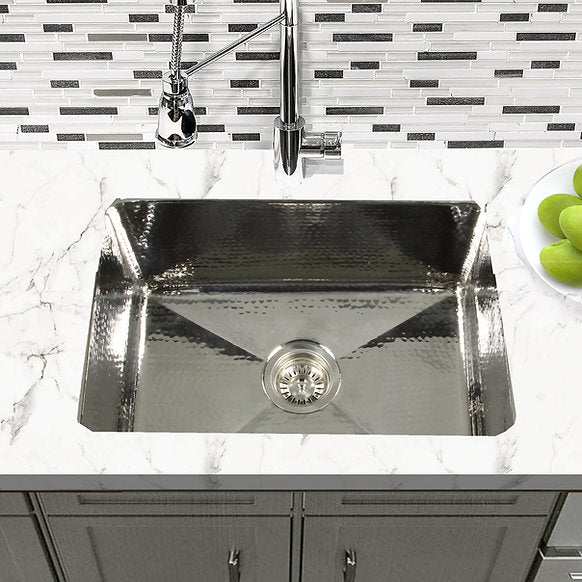 Nantucket Sinks - 23" Stainless Steel Hammered Rectangle Kitchen Sink Model# KSSH2318-9