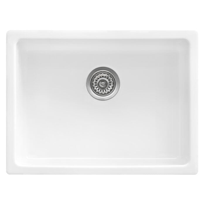 Fiamma Model: RVL2420WH Ruvati 24-inch Fireclay Undermount / Drop-in Topmount Kitchen Sink Single Bowl – White – RVL2420WH