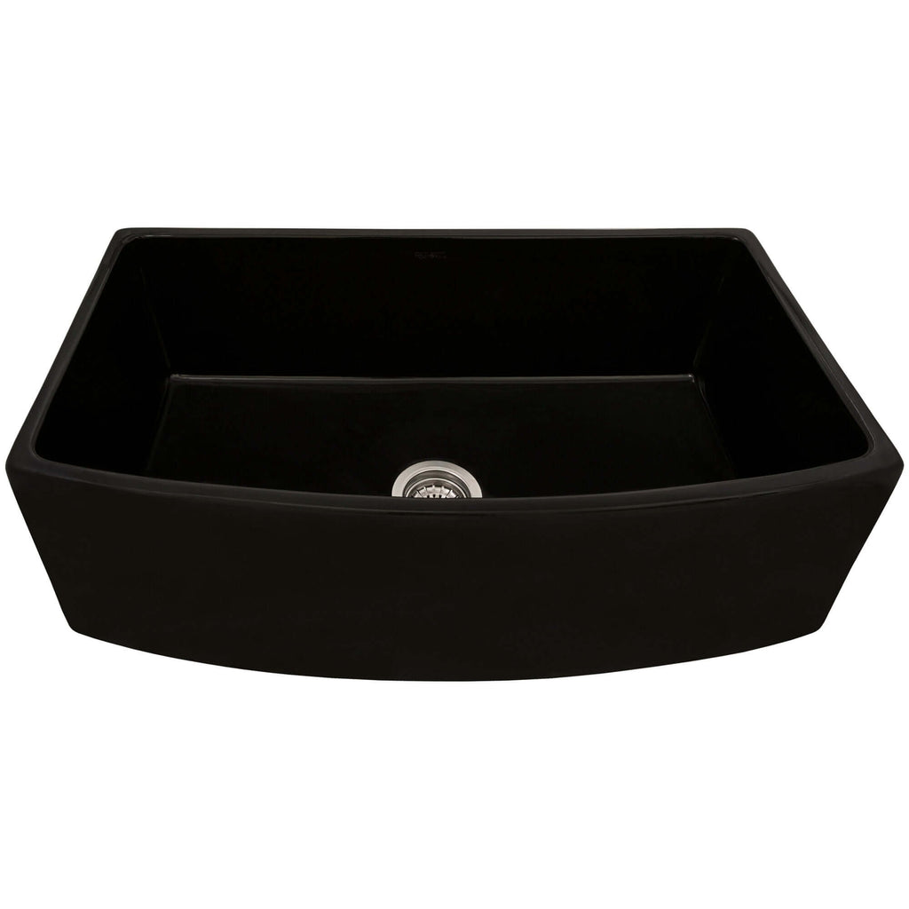 Fiamma Model: RVL2398BK Ruvati 33 inch Fireclay Black Farmhouse Kitchen Sink Bow Front Curved Apron Single Bowl – RVL2398BK
