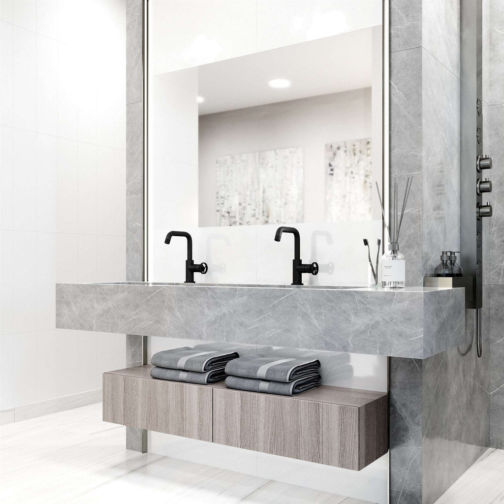 VIGO - Cass Single Hole Bathroom Faucet with Knurled Wheel Handle In Matte Black Model# VG01047MB